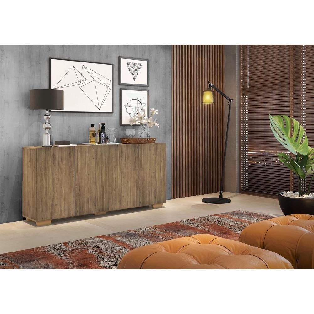 Encontraproduto.com.br - Aparador Buffet Multimóveis Veneza 4 Portas FG3557 Rustic/Natural