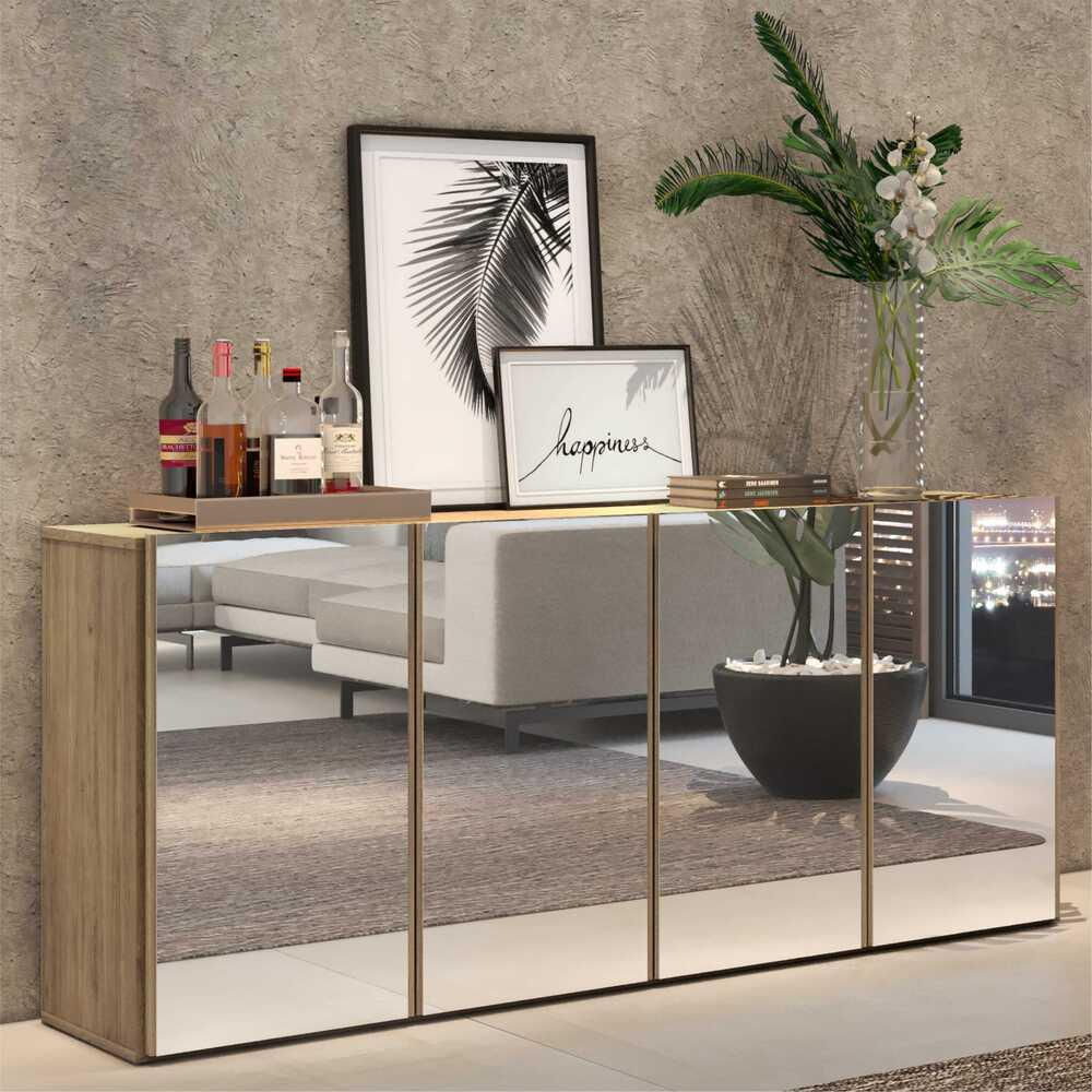 Encontraproduto.com.br - Aparador Buffet com Espelho Multimóveis Vegas 4 Portas FG3558 Rustic