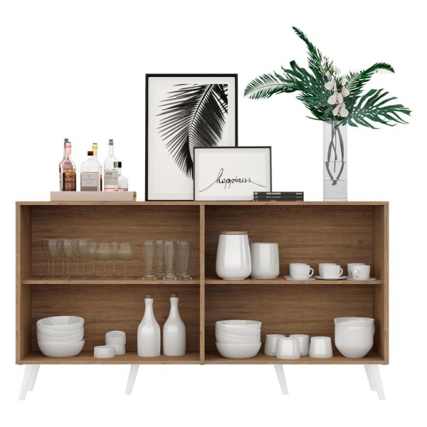 Encontraproduto.com.br - Aparador Buffet Retrô Multimóveis Veneza 4 Portas FG3556 Rustic/Branco