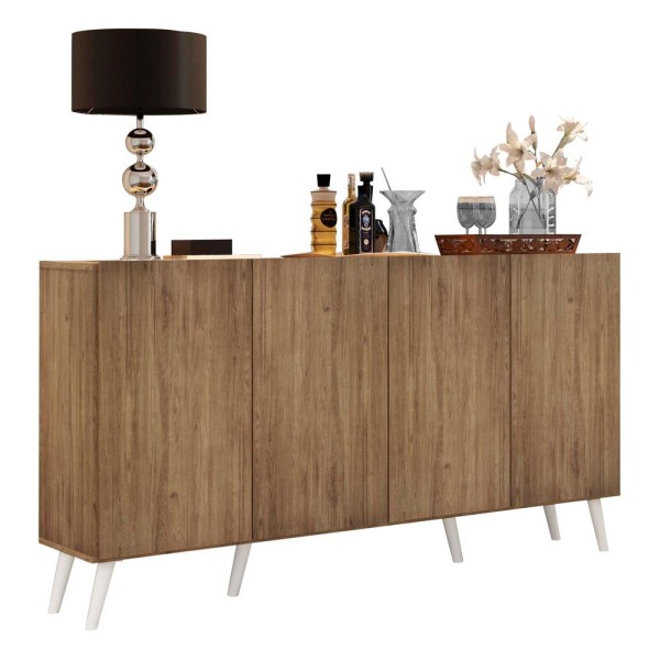 Encontraproduto.com.br - Aparador Buffet Retrô Multimóveis Veneza 4 Portas FG3556 Rustic/Branco