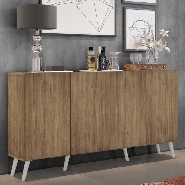 Encontraproduto.com.br - Aparador Buffet Retrô Multimóveis Veneza 4 Portas FG3556 Rustic/Branco