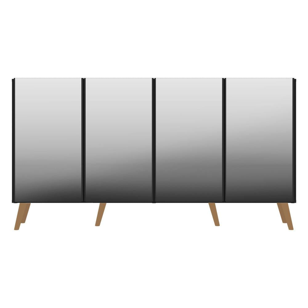Encontraproduto.com.br - Aparador Buffet Retrô com Espelho Multimóveis Veneza com 4 Portas FG3559 Preto/Natural