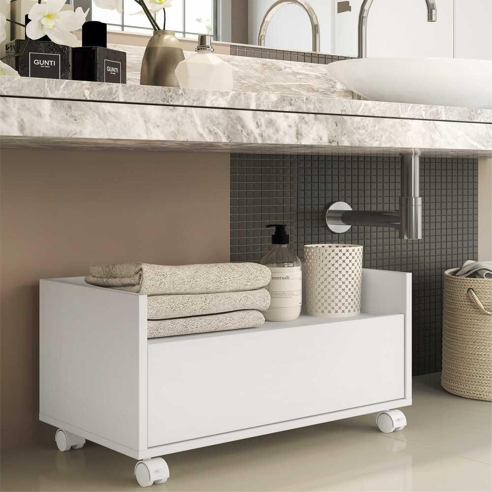 Encontraproduto.com.br - Gabinete de Banheiro com Rodízios Multimóveis 60 cm FG3591 Branco