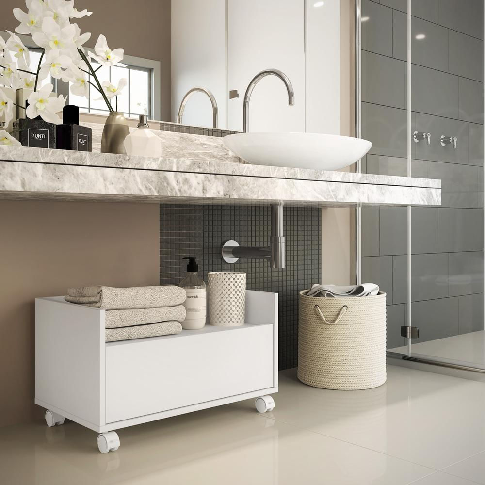 Encontraproduto.com.br - Gabinete de Banheiro com Rodízios Multimóveis 60 cm FG3591 Branco