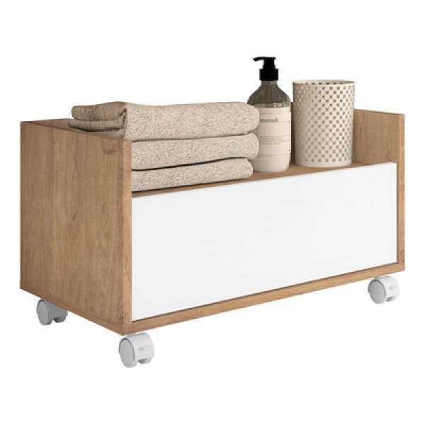 Gabinete de Banheiro com Rodízios Multimóveis 80 cm FG5002 Rustic/Branco