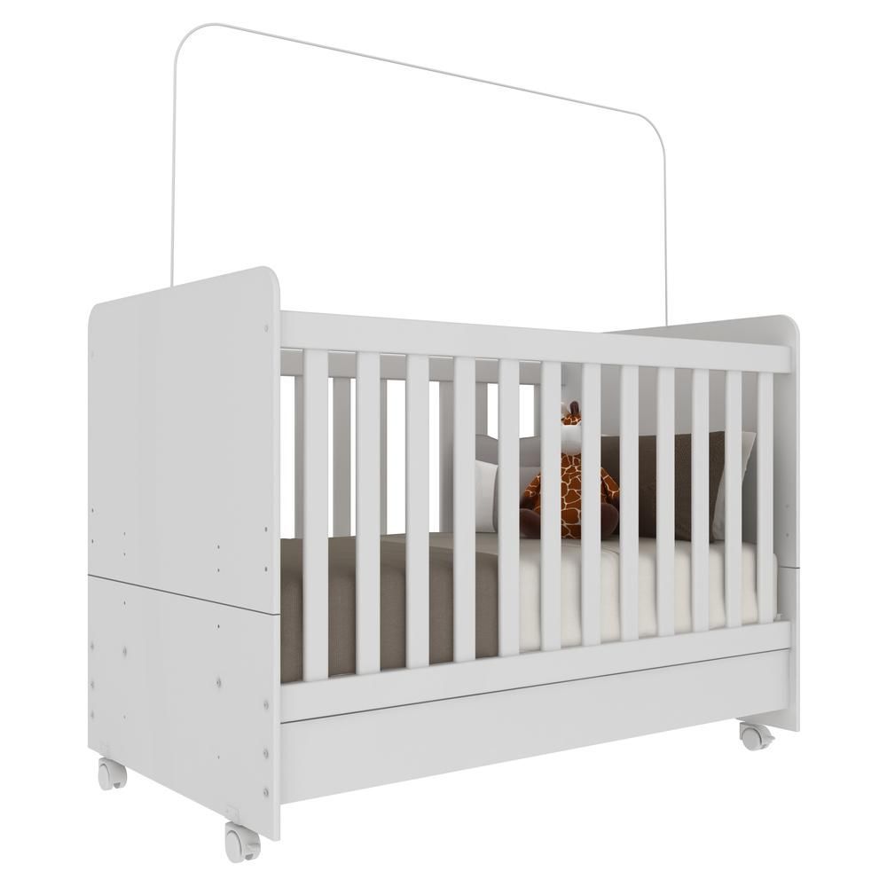 Encontraproduto.com.br - Berço Americano 3 em 1 com Colchão Incluso e Rodízios Multimóveis Bambino FG3023 Branco