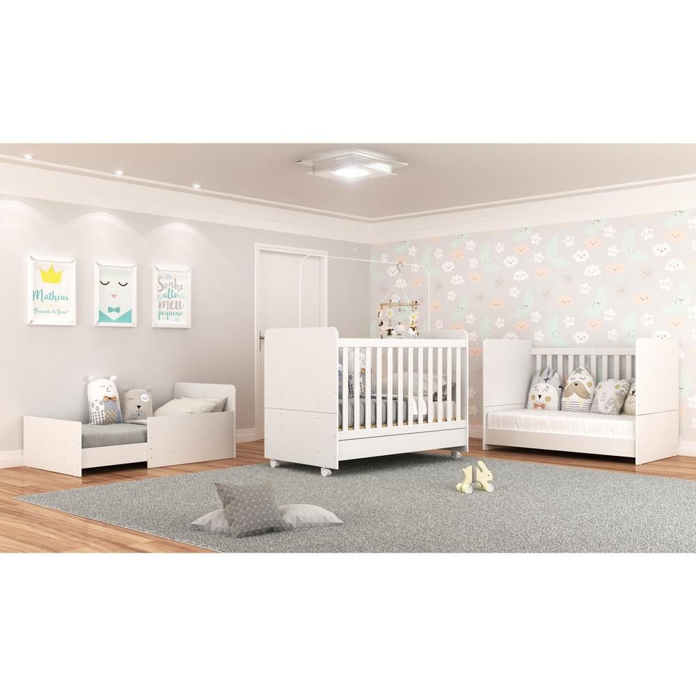 Encontraproduto.com.br - Berço Americano 3 em 1 com Rodízios para Colchão 70 x 130 cm Multimóveis Pimpolho FG0504B Branco