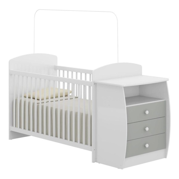 Encontraproduto.com.br - Berço Cômoda Para Colchão 60 X 130 Cm Rafael Multimóveis Fg0516 Branco/cinza