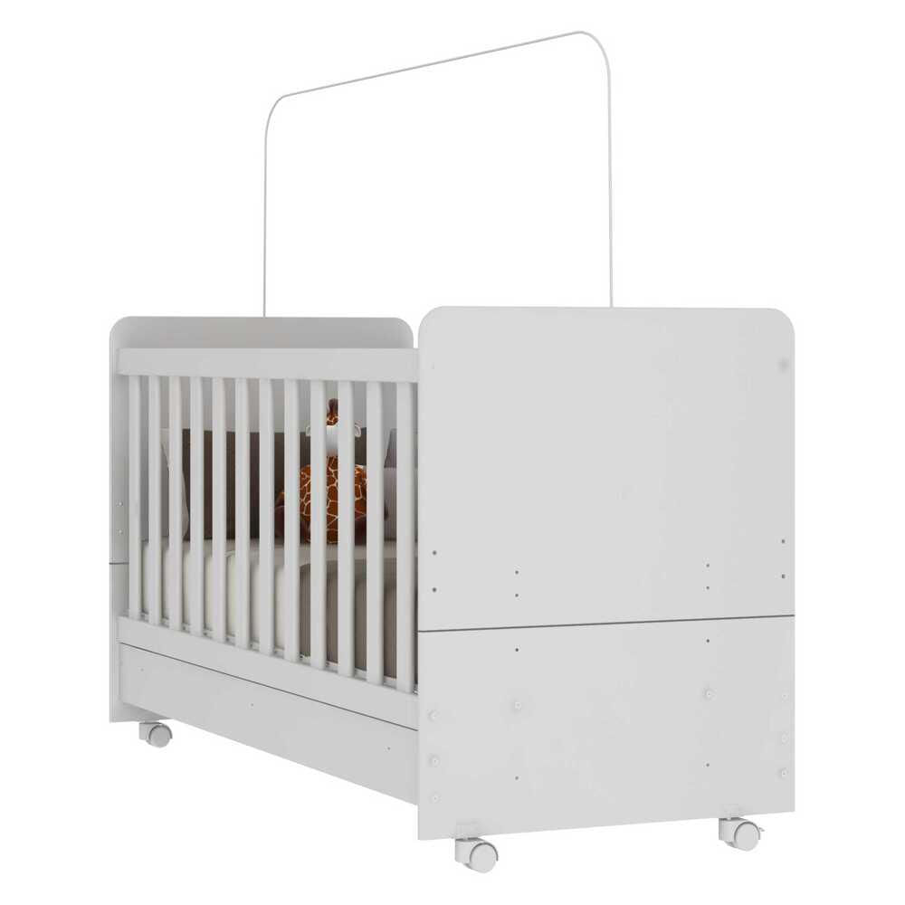 Encontraproduto.com.br - Berço Americano 3x1 com Colchão Incluso e Rodízios Pimpolho Multimóveis FG3568 Branco