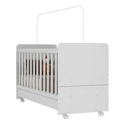 Berço Americano 3x1 com Colchão Incluso e Rodízios Pimpolho Multimóveis FG3568 Branco