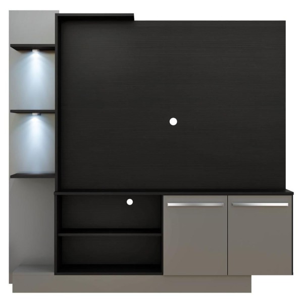 Encontraproduto.com.br - Estante Com 3 Leds Para Tv Até 55´´ Dallas Fg3398 Preta/lacca Fumê