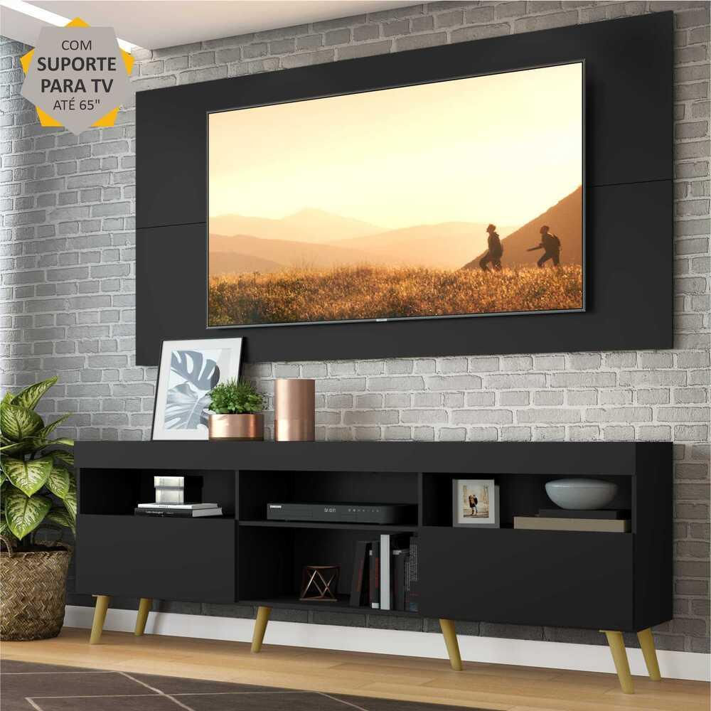 Encontraproduto.com.br - Rack Retrô com Painel e Suporte para TV até 65