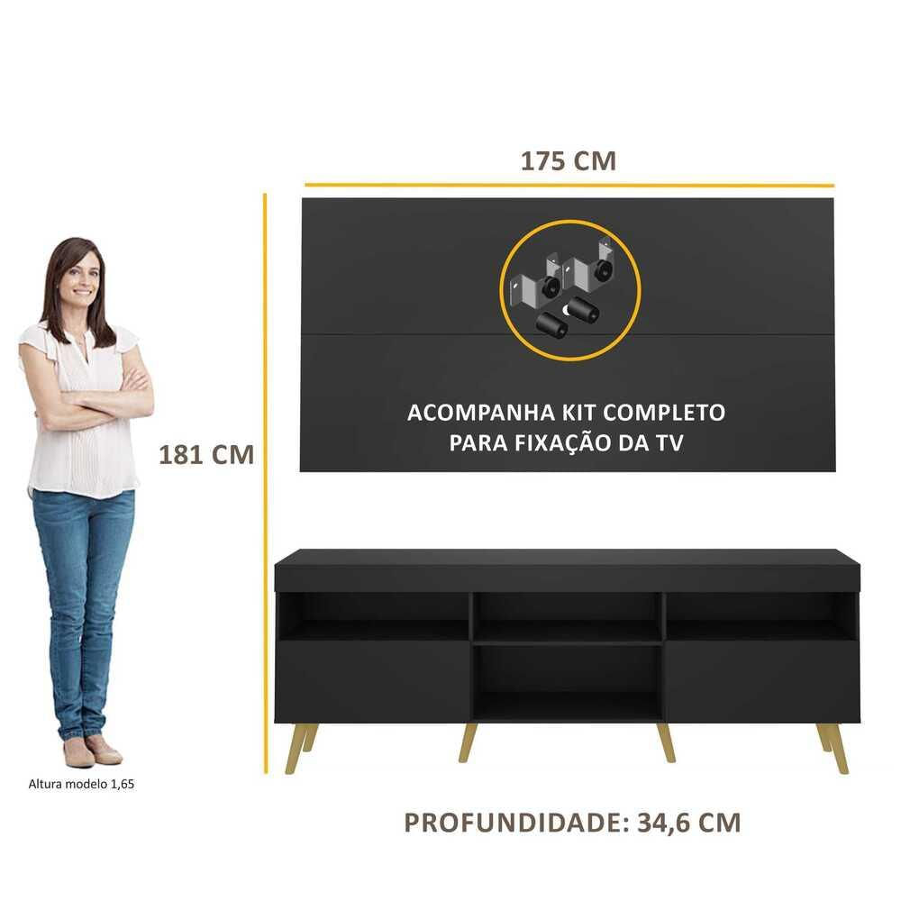 Encontraproduto.com.br - Rack Retrô com Painel e Suporte para TV até 65