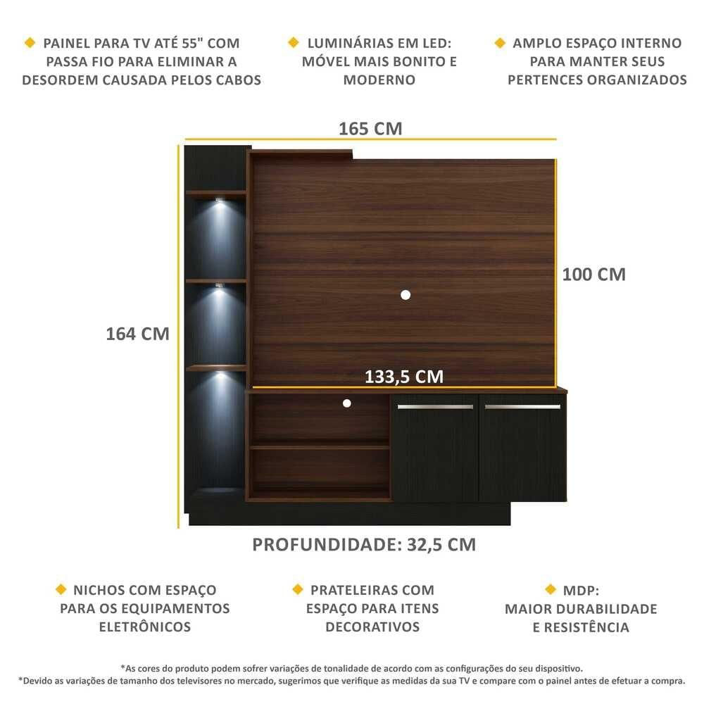 Encontraproduto.com.br - Estante com 3 Leds para TV até 55