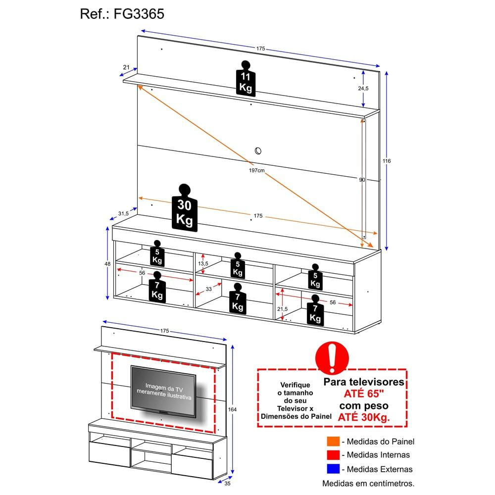 Encontraproduto.com.br - Rack com Painel para TV até 65