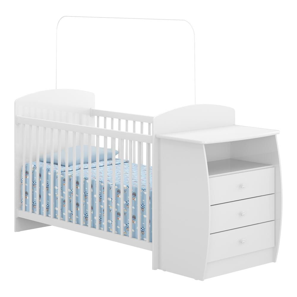 Encontraproduto.com.br - Berço Cômoda com Colchão Incluso Colinho de Mãe Multimóveis FG2951 Branco