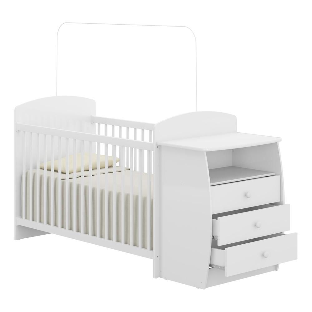 Encontraproduto.com.br - Berço Cômoda com Colchão Incluso Colinho de Mãe Multimóveis FG2951 Branco