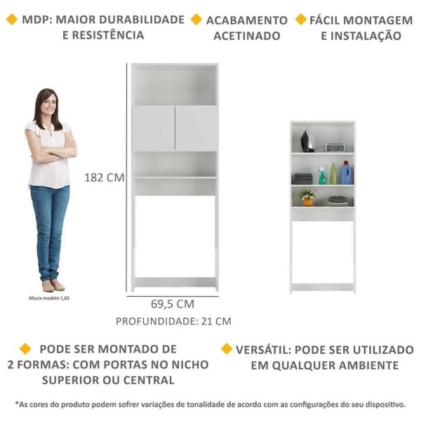 Encontraproduto.com.br - Armário Lavanderia 2 Portas Multimóveis Nina FG5013 Branco