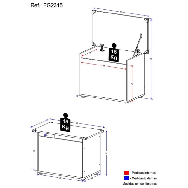 Encontraproduto.com.br - Baú Organizador Multimóveis FG2315 Branco