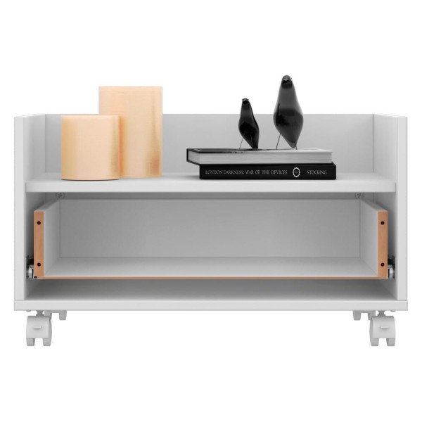 Encontraproduto.com.br - Mesa de Cabeceira 60 cm com Rodízios Multimóveis FG3629 Branca