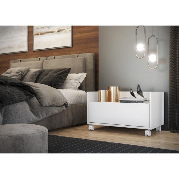 Encontraproduto.com.br - Mesa de Cabeceira 60 cm com Rodízios Multimóveis FG3629 Branca