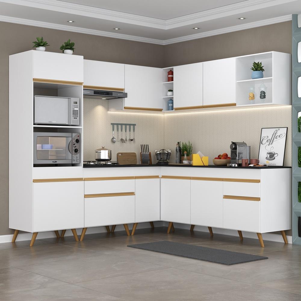 Encontraproduto.com.br - Cozinha Completa De Canto Veneza Gw Mp2045 Com Armário E Balcão Branca