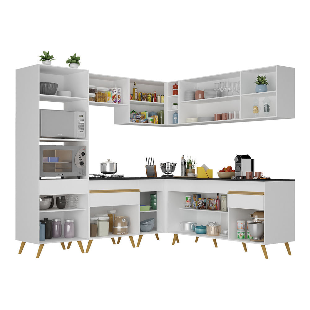 Encontraproduto.com.br - Cozinha Completa De Canto Veneza Gw Mp2045 Com Armário E Balcão Branca