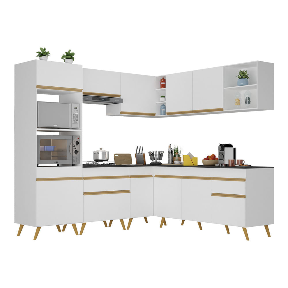 Encontraproduto.com.br - Cozinha Completa De Canto Veneza Gw Mp2045 Com Armário E Balcão Branca