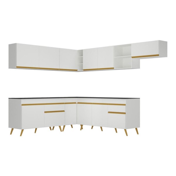 Cozinha Completa De Canto Veneza Gw Multimóveis Mp2068 Branc Cor Branco