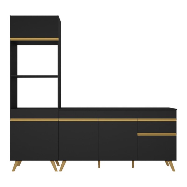 Encontraproduto.com.br - Armário de Cozinha Compacta Veneza Multimóveis MP2078 e Balcão Preta