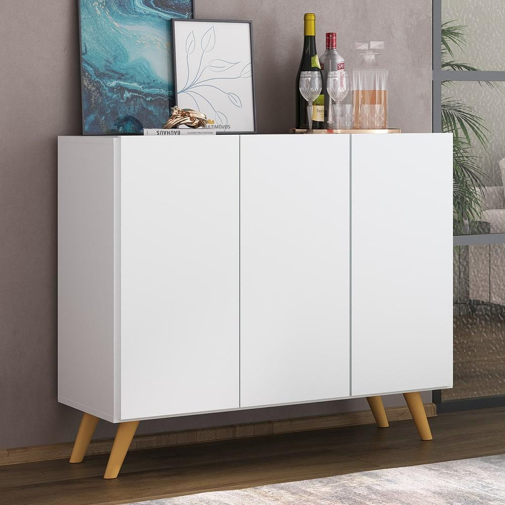 Encontraproduto.com.br - Aparador Buffet 3 Portas Retrô Veneza Multimóveis MP1009 Branco/Natural