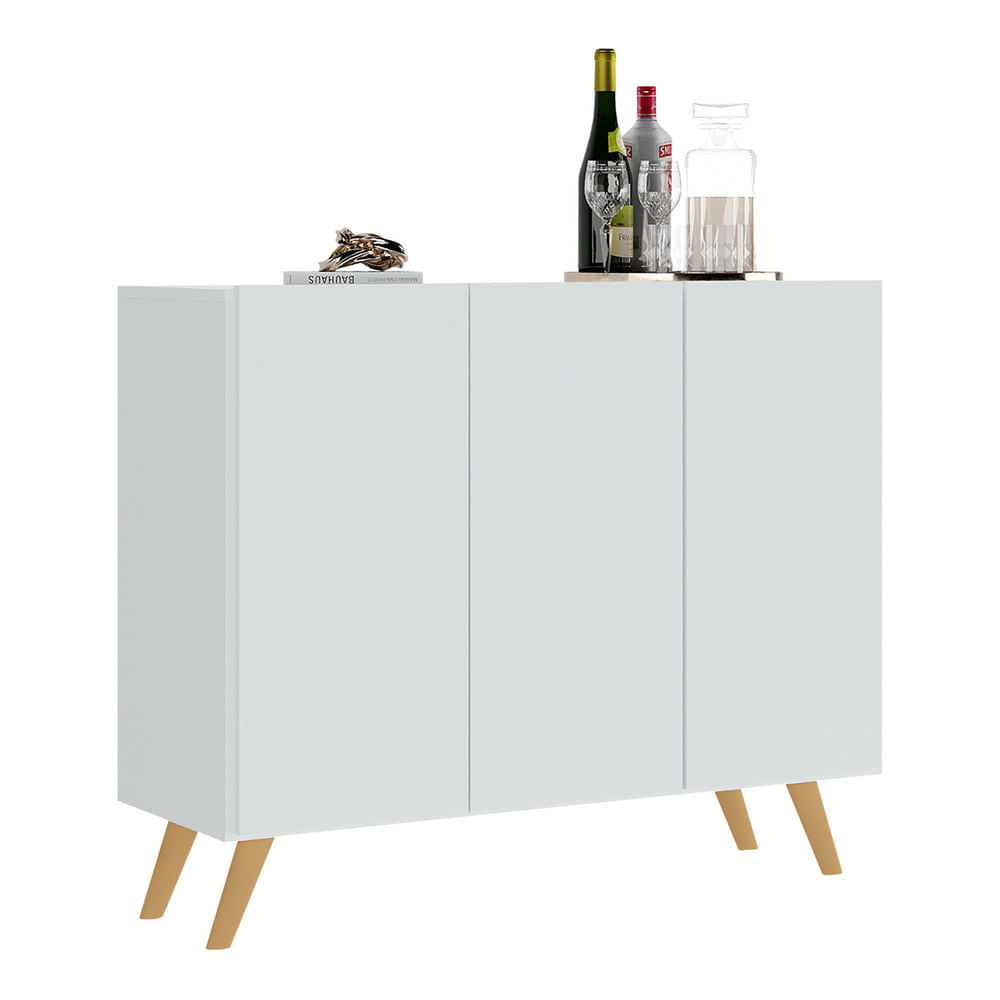 Encontraproduto.com.br - Aparador Buffet 3 Portas Retrô Veneza Multimóveis MP1009 Branco/Natural