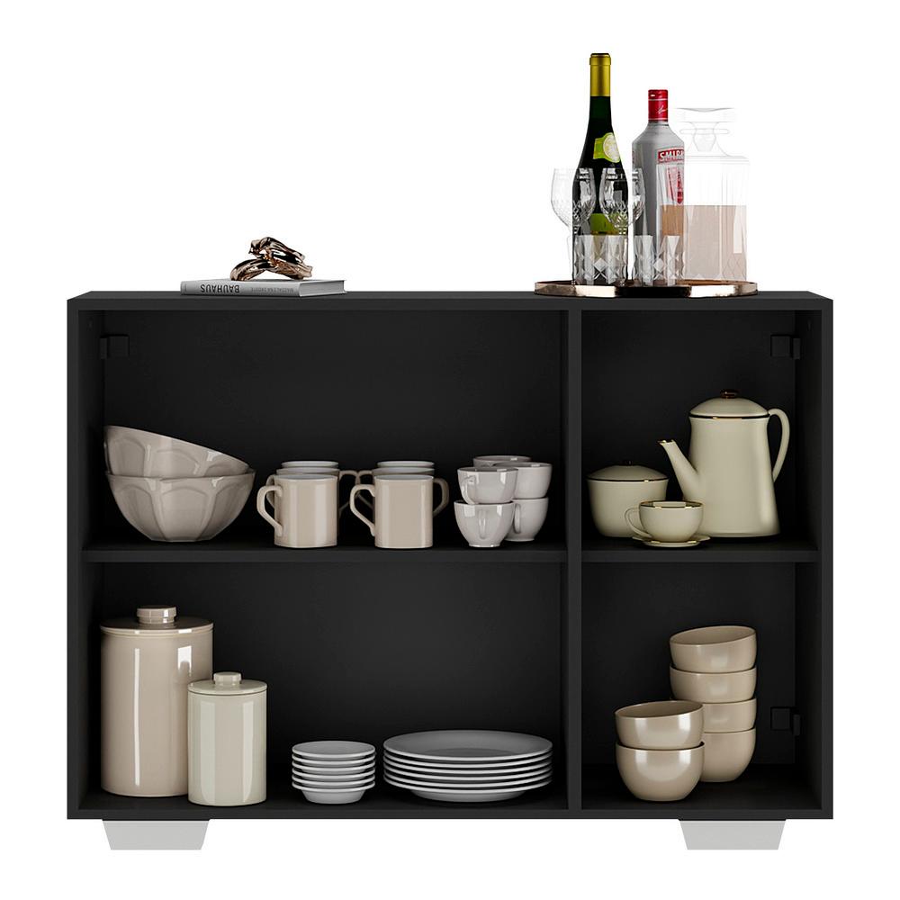 Encontraproduto.com.br - Aparador Buffet 3 Portas com Pés Quadrados Veneza Multimóveis MP1010 Preto/Branco
