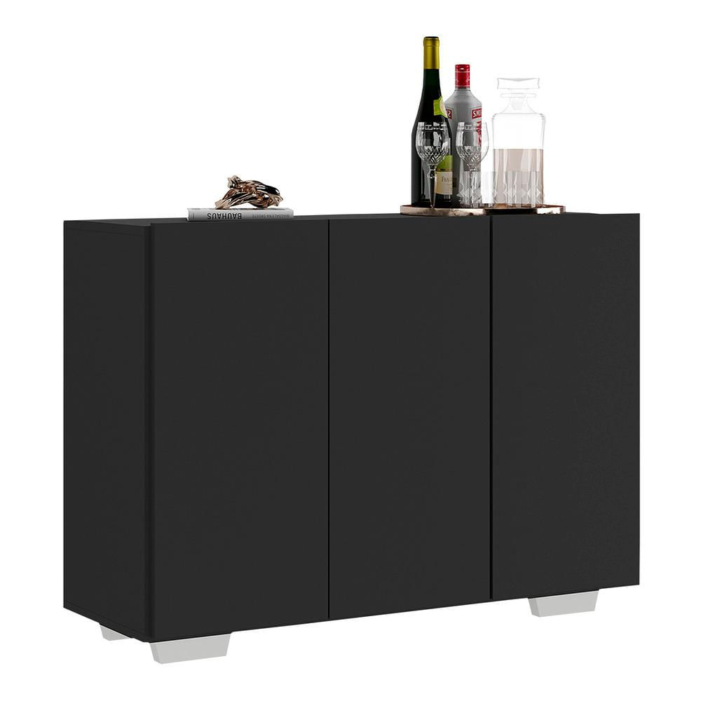 Encontraproduto.com.br - Aparador Buffet 3 Portas com Pés Quadrados Veneza Multimóveis MP1010 Preto/Branco