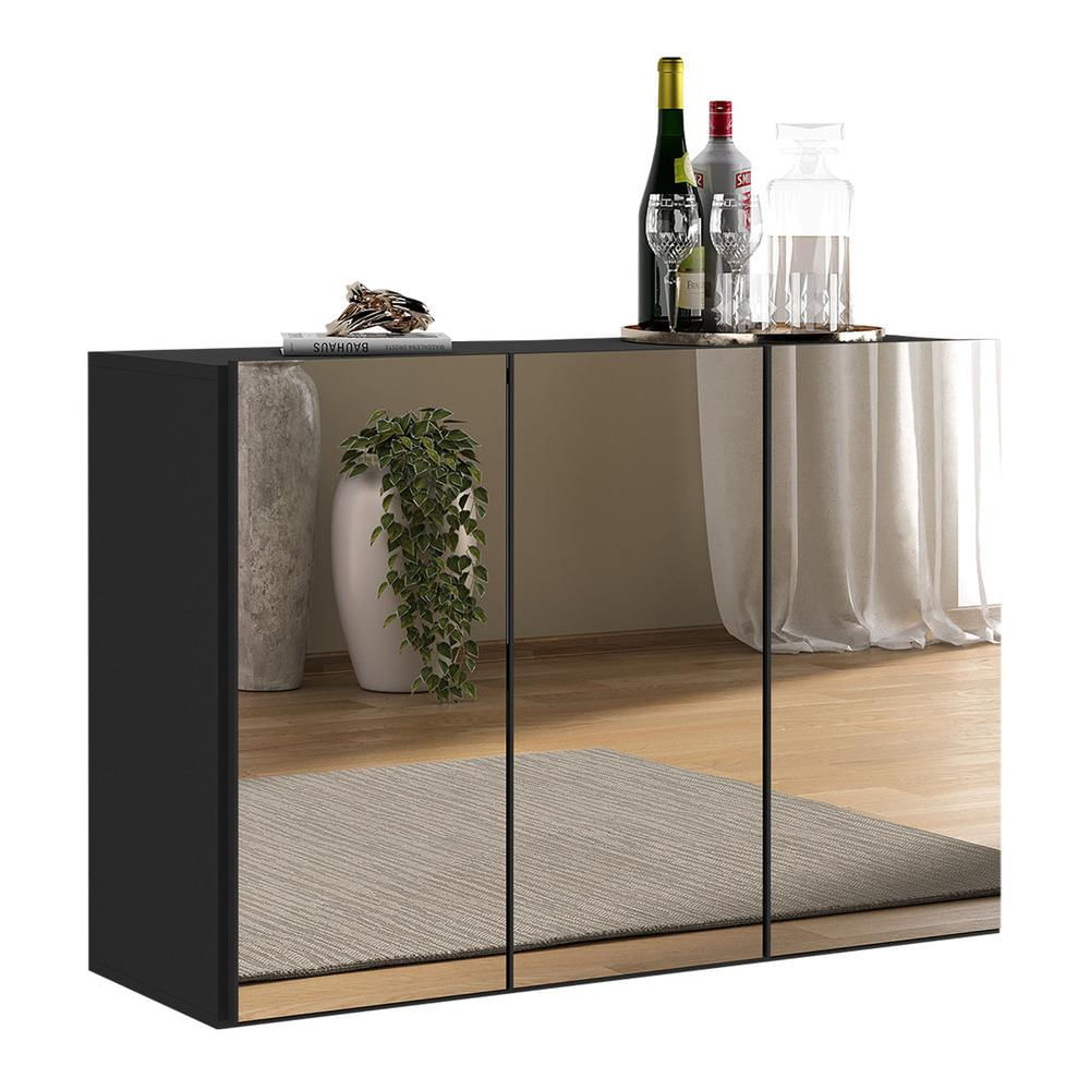 Encontraproduto.com.br - Aparador Buffet 3 Portas com Espelho Vegas Multimóveis MP1011 Preto