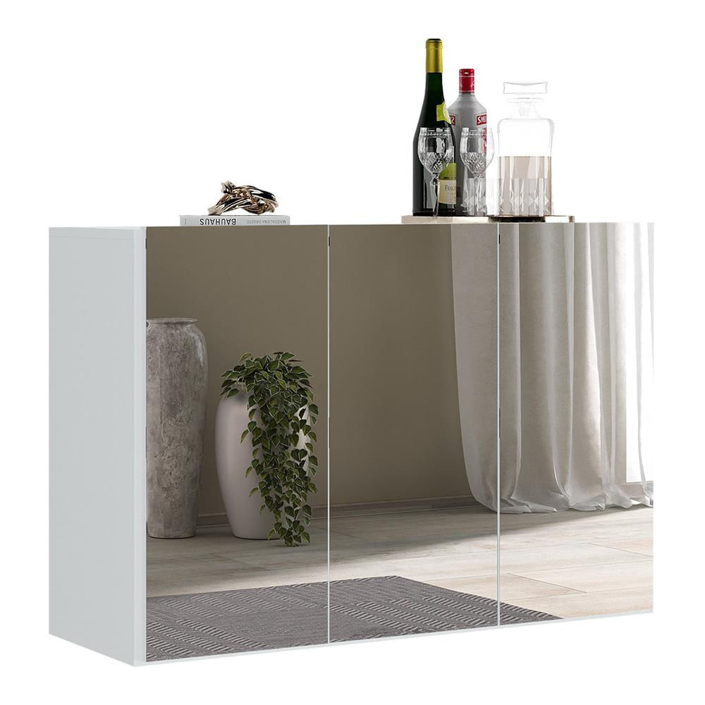 Encontraproduto.com.br - Aparador Buffet 3 Portas com Espelho Suspenso Vegas Multimóveis MP1012 Branco