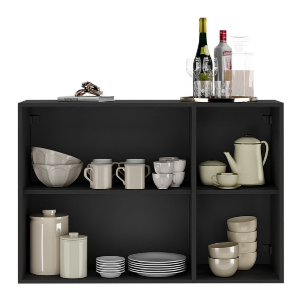 Encontraproduto.com.br - Aparador Buffet 3 Portas com Espelho Suspenso Vegas Multimóveis MP1012 Preto