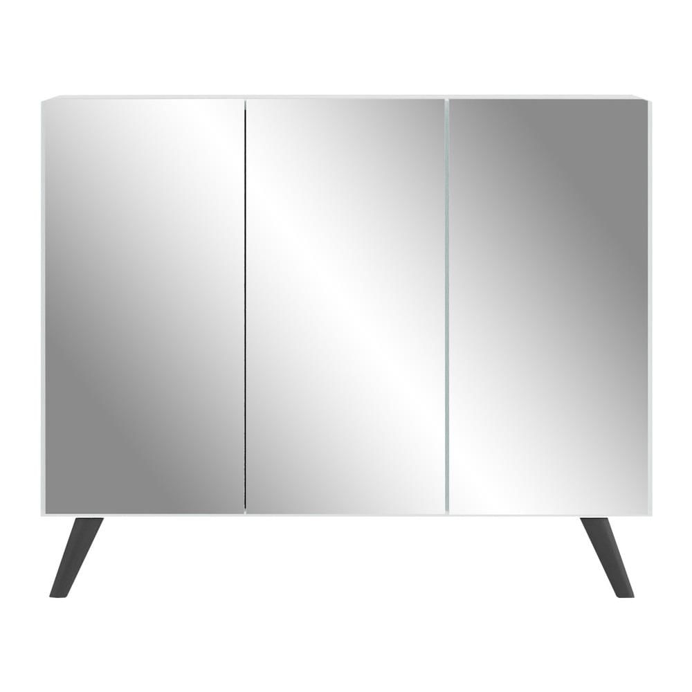 Encontraproduto.com.br - Aparador Buffet 3 Portas com Espelho Retrô Vegas Multimóveis MP1013 Branco/Preto