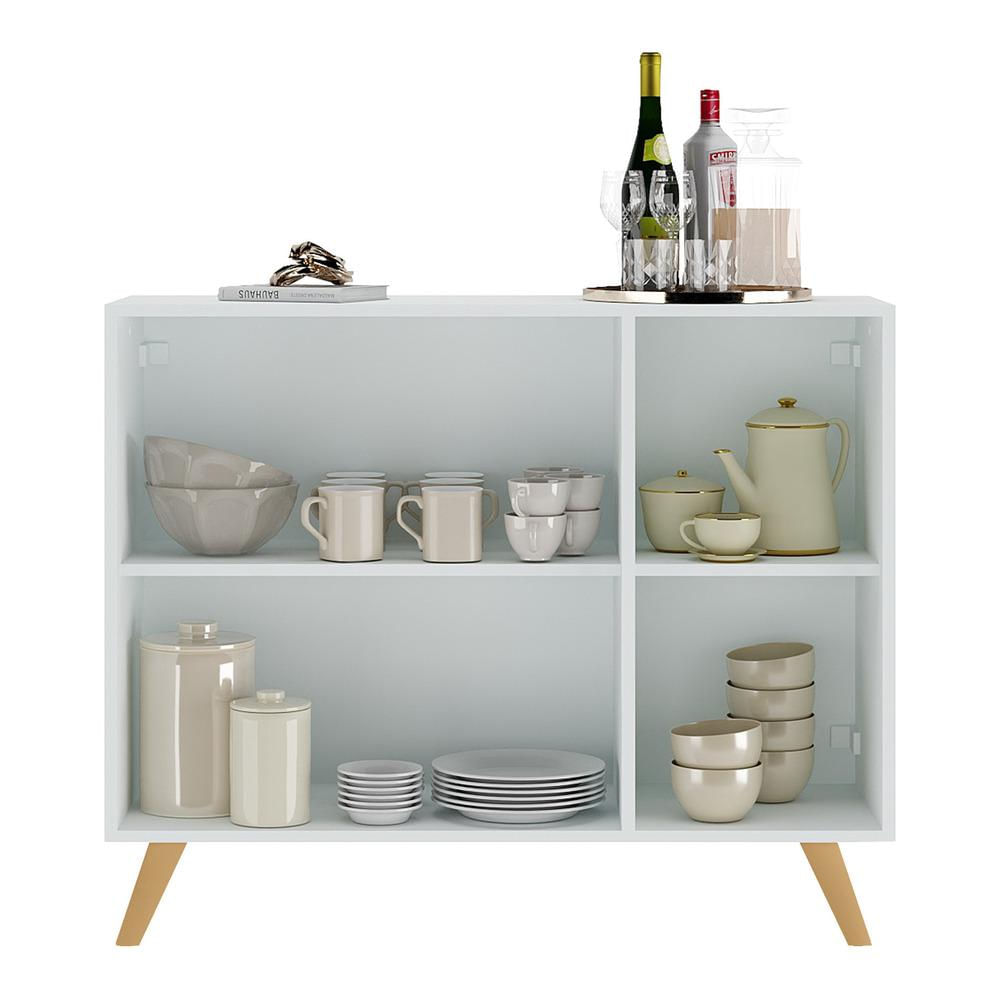 Encontraproduto.com.br - Aparador Buffet 3 Portas com Espelho Retrô Vegas Multimóveis MP1013 Branco/Natural