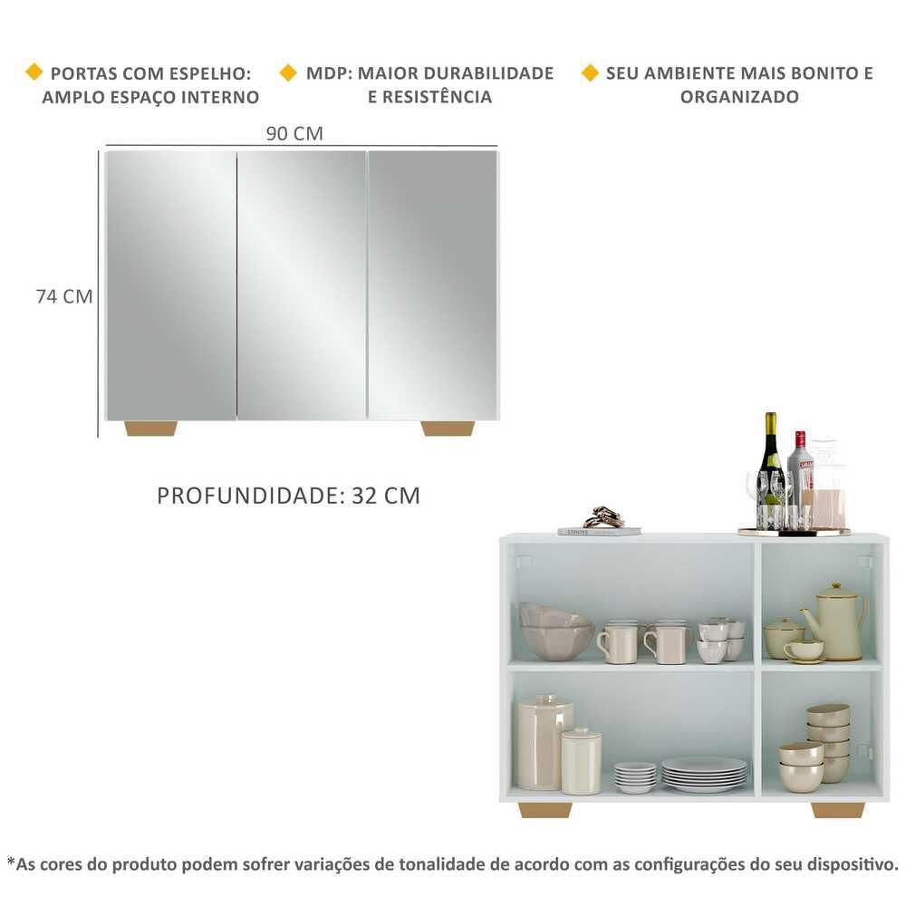 Encontraproduto.com.br - Aparador Buffet 3 Portas Vegas Multimóveis Mp1014 Bco/nat