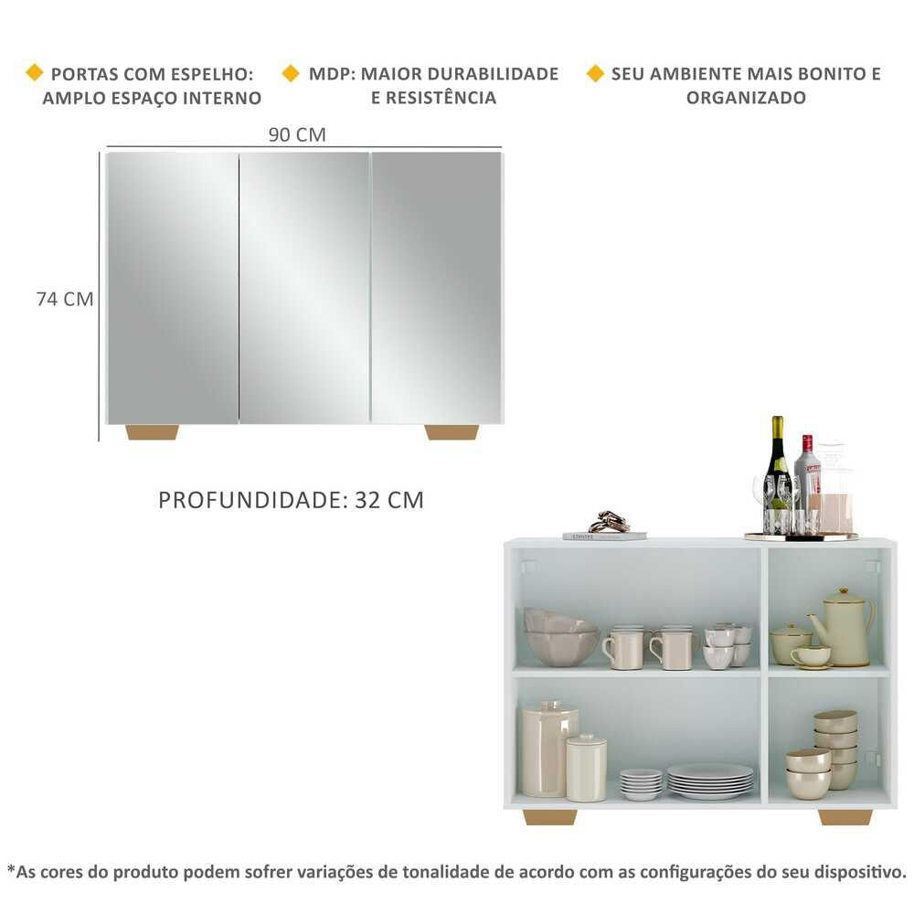 Encontraproduto.com.br - Aparador Buffet 3 Portas Vegas Multimóveis Mp1014 Bco/nat