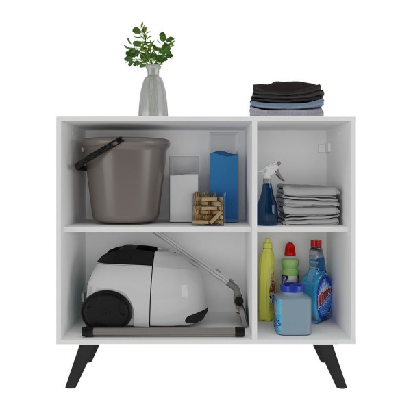 Encontraproduto.com.br - Armário Lavanderia Retrô com 3 Portas 90 cm Multimóveis MP5033 Branco/Preto