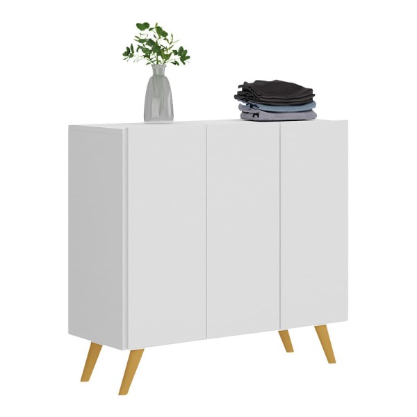 Encontraproduto.com.br - Armário Lavanderia Retrô com 3 Portas 90 cm Multimóveis MP5033 Branco/Natural
