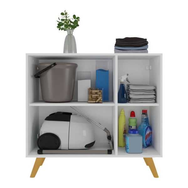 Encontraproduto.com.br - Armário Lavanderia Retrô com 3 Portas 90 cm Multimóveis MP5033 Branco/Natural