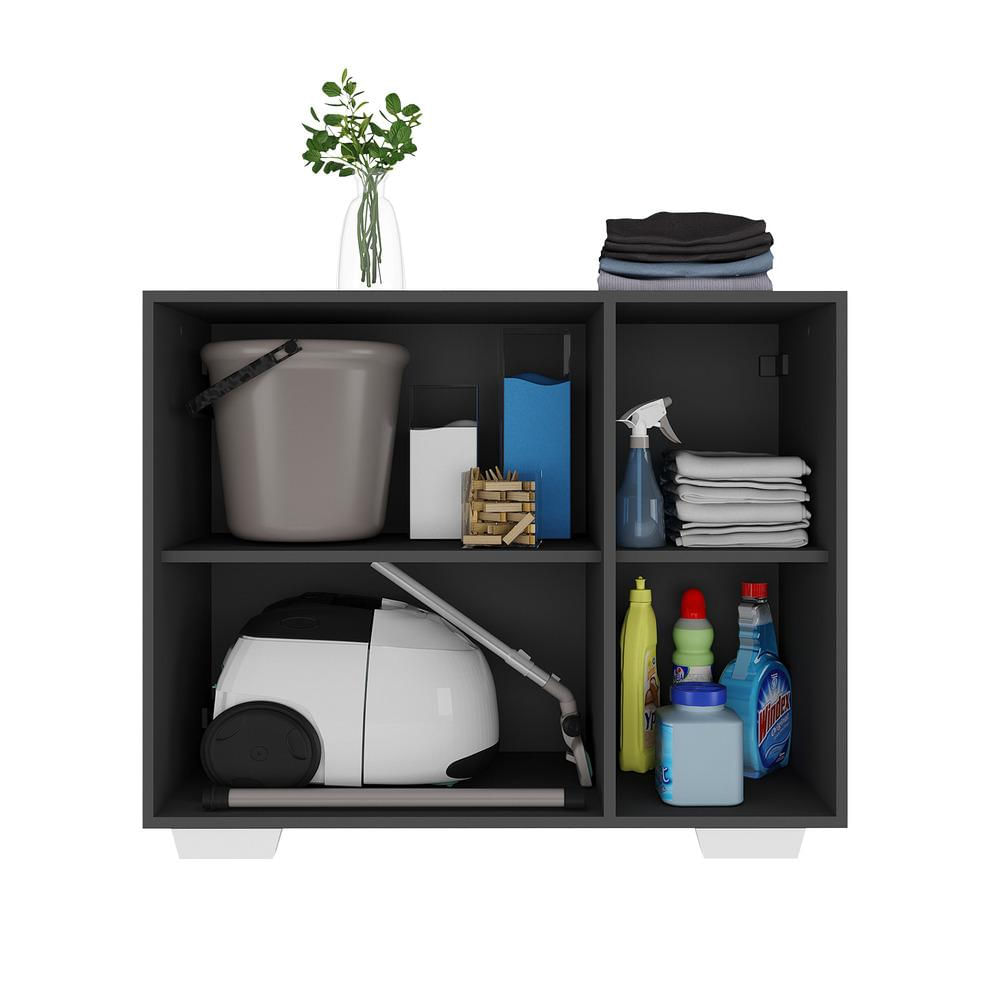 Encontraproduto.com.br - Armário Lavanderia com 3 Portas 90 cm Multimóveis MP5034 Preto/Branco