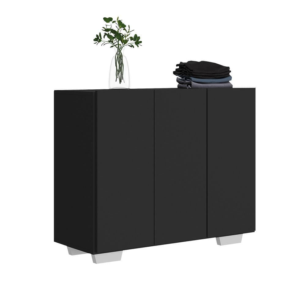 Encontraproduto.com.br - Armário Lavanderia com 3 Portas 90 cm Multimóveis MP5034 Preto/Branco