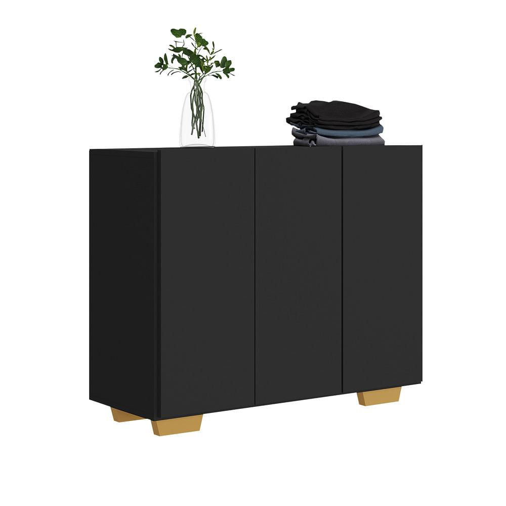 Encontraproduto.com.br - Armário Lavanderia com 3 Portas 90 cm Multimóveis MP5034 Preto/Natural