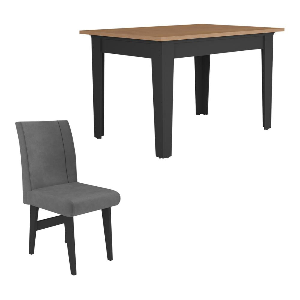 Encontraproduto.com.br - Conjunto Mesa de Jantar 120 cm com 4 Cadeiras Tokio Multimóveis EX1004 Preto/Madeirado/Grafite