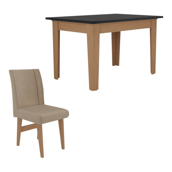 Encontraproduto.com.br - Conjunto Mesa De Jantar 4 Cadeiras Madeirado/Preto/Mascavo
