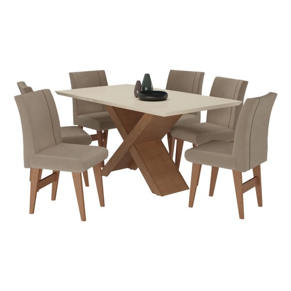 Encontraproduto.com.br - Mesa Jantar C/6 Cadeiras Lisboa Multimóveis Ex1008 Md/off/mc